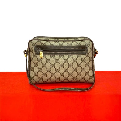 GUCCI グッチ GG ロゴ 金具 レザー PVC ショルダーバッグ ブラウン
27277