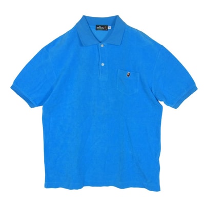 A BATHING APE アベイシングエイプ ポロシャツ ロゴワッペン パイル生地 半袖 ポロシャツ ライトブルー系 XL【中古】
