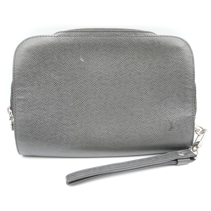 LOUIS VUITTON(ルイ・ヴィトン)タイガ セカンドバッグ クラッチバッグ ポーチ アルドワーズ レザー シルバー金具 ストラップ付【中古】