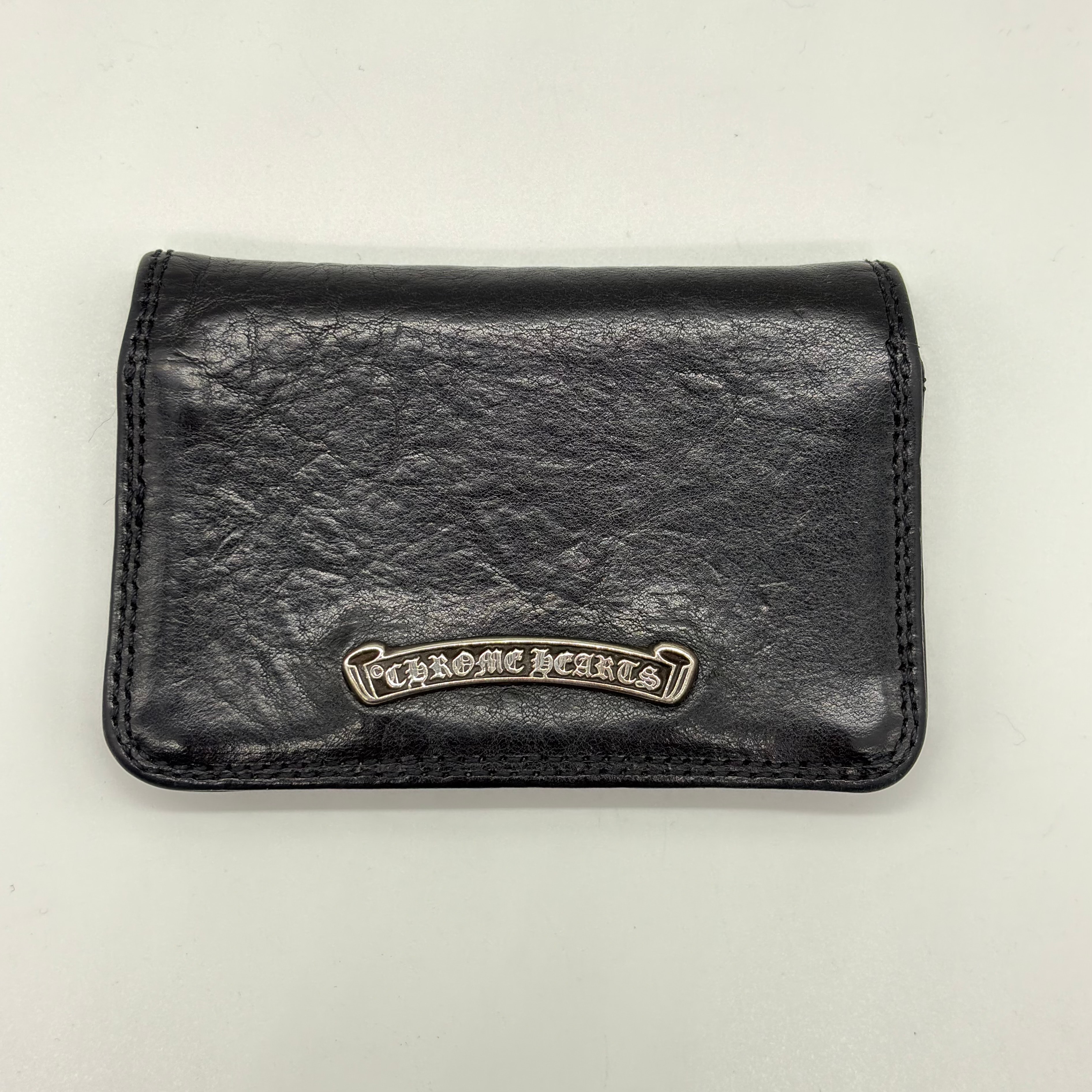 Chrome Hearts Arch Logo Plate 3-Pocket Leather Card Case "Black"