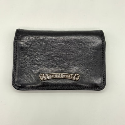Chrome Hearts Arch Logo Plate 3-Pocket Leather Card Case "Black"