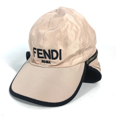 フェンディ FENDI ロゴ フライト FXQ679 ファー モコモコ 帽子 キャップ帽 ベースボール キャップ レザー ピンク