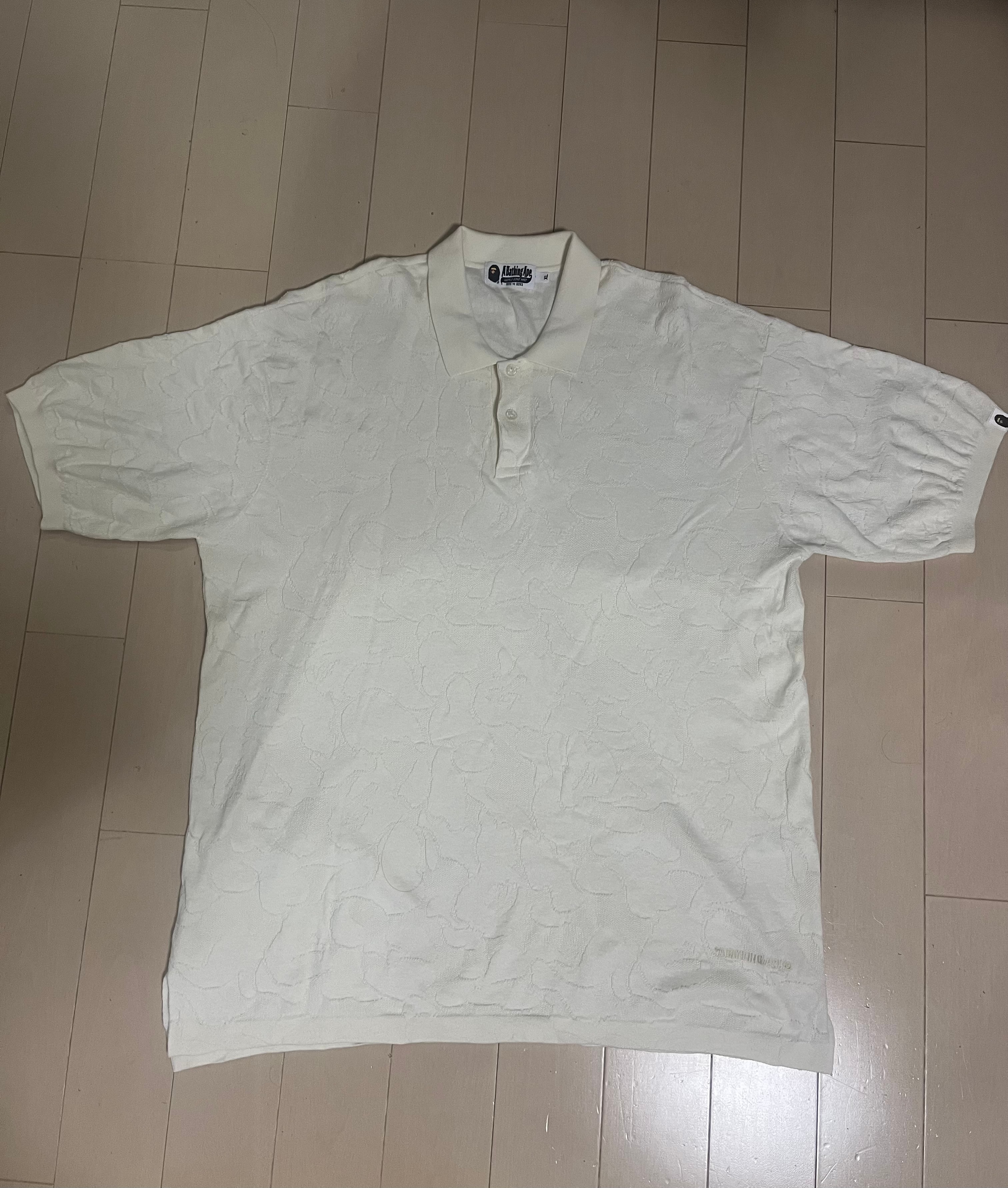A BATHING APE SOLID CAMO JACQUARD RELAXED FIT POLO SHIRT  ポロシャツ ホワイト 