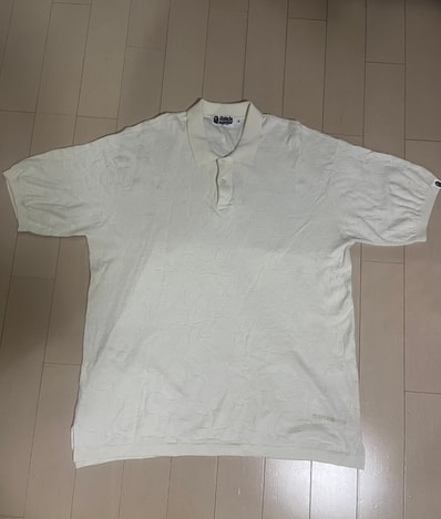 A BATHING APE SOLID CAMO JACQUARD RELAXED FIT POLO SHIRT ポロシャツ ホワイト