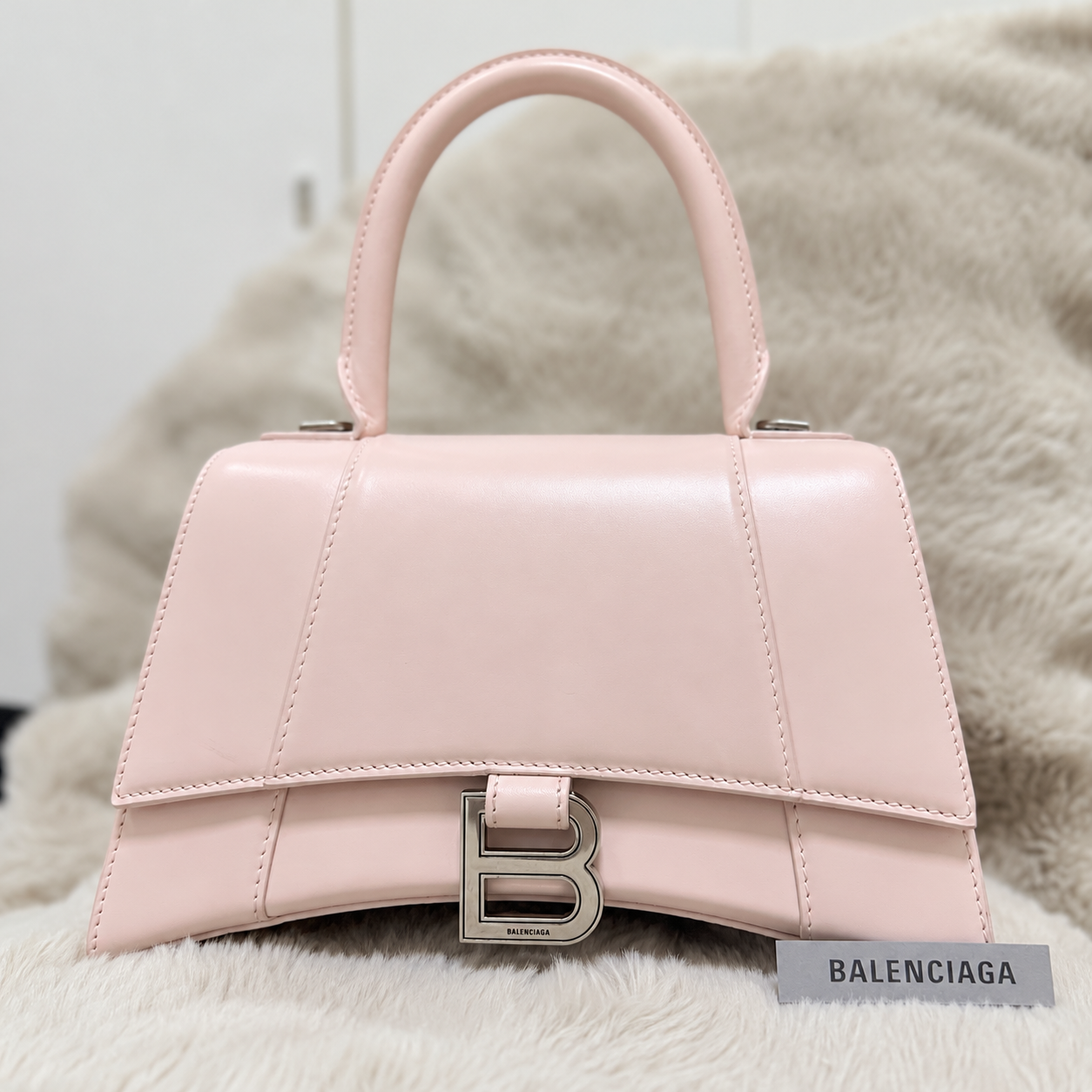 BALENCIAGA Women's Hourglass Small Top Handle Bag "Light Rose"