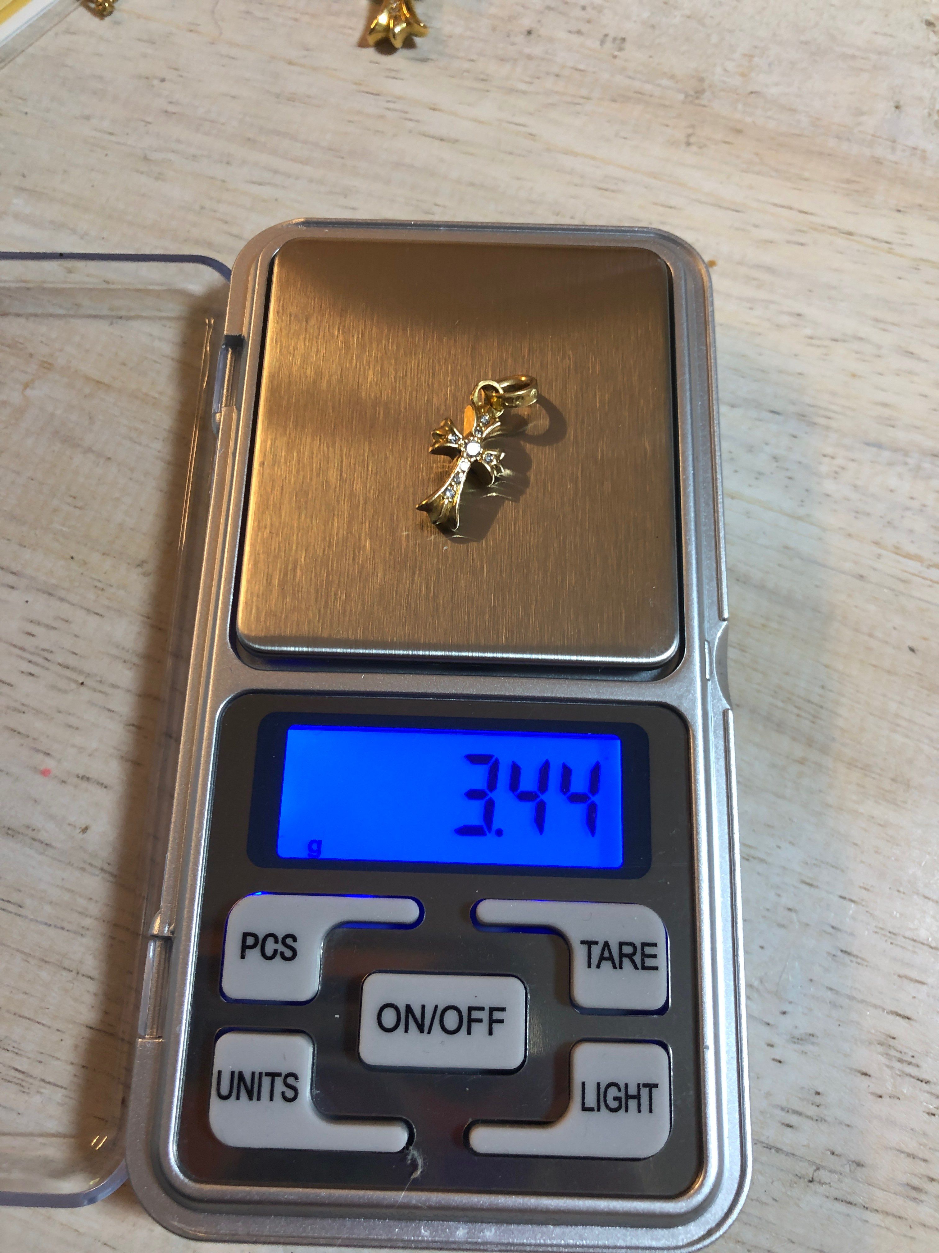 Chrome Hearts 22K CH Cross Baby Fat Charm with Pave Diamond "Yellow Gold"
