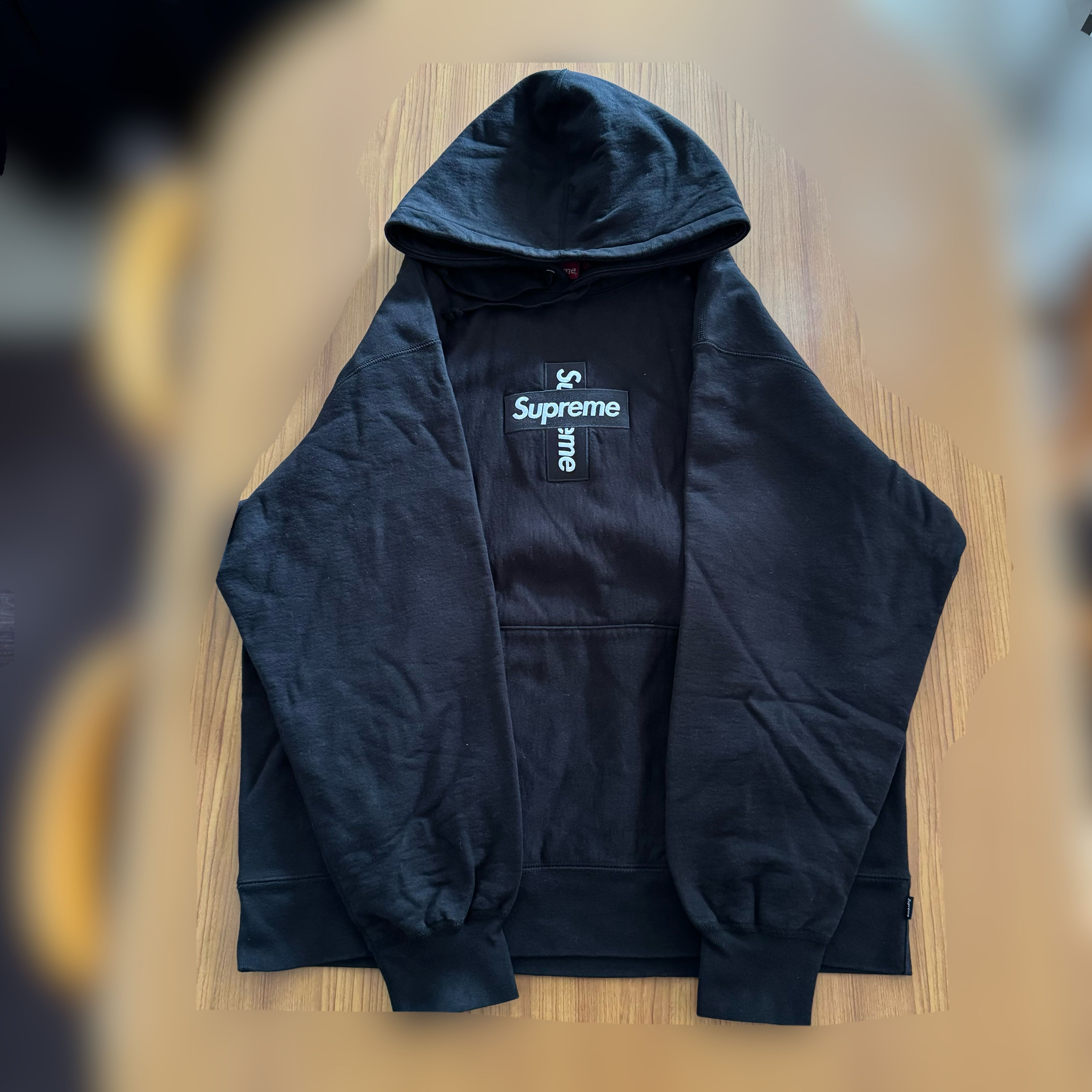 Supreme Cross Box Logo Hooded Sweatshirt "Black"