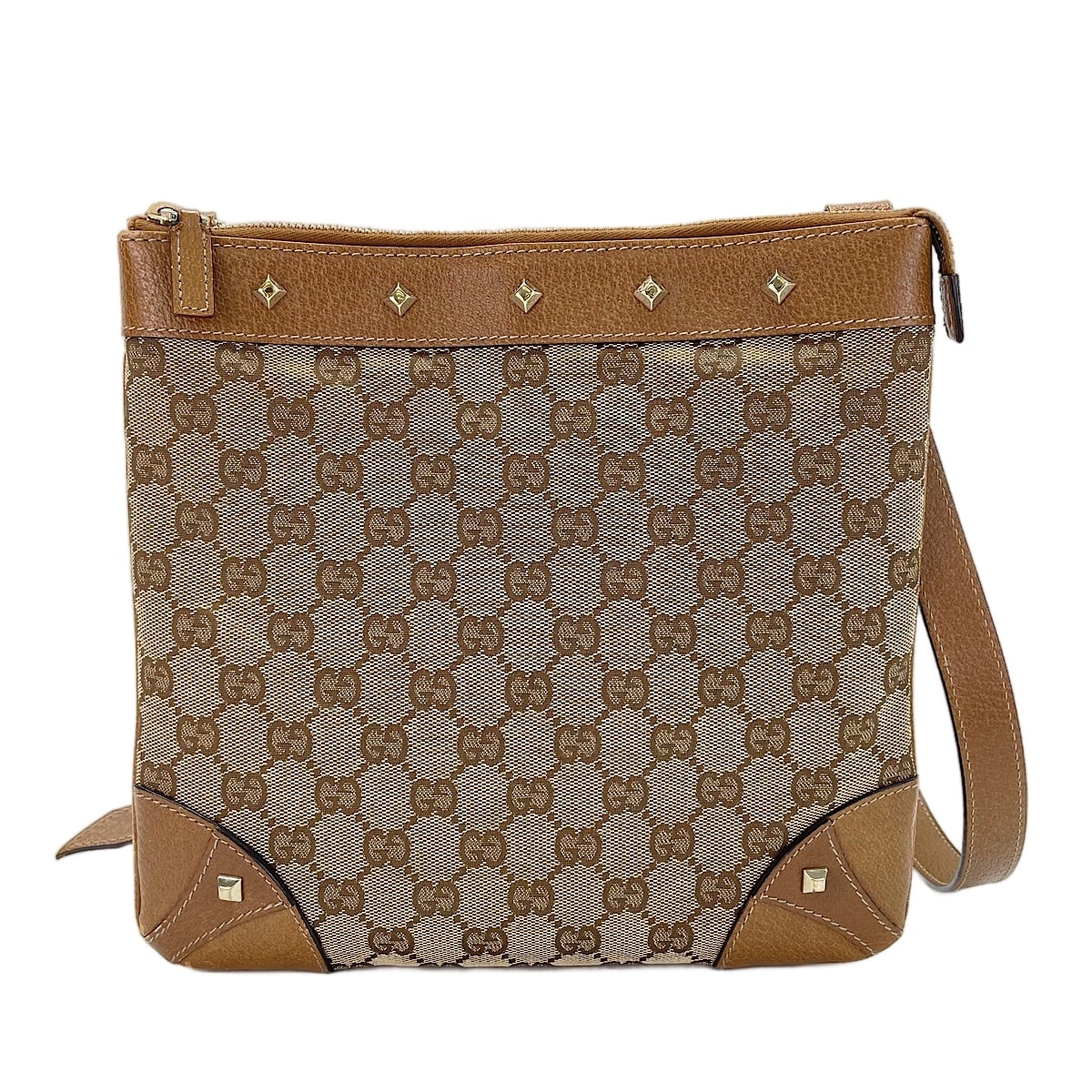 グッチ GUCCI GGキャンバス スタッズ ショルダーバッグ【中古】