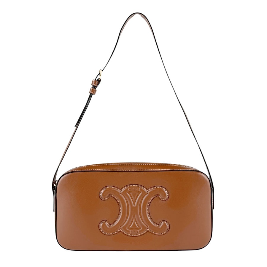 セリーヌ CELINE ショルダーバッグ キュイル トリオンフ カメラバッグ レザー ブラウン レディース【中古】 z8159