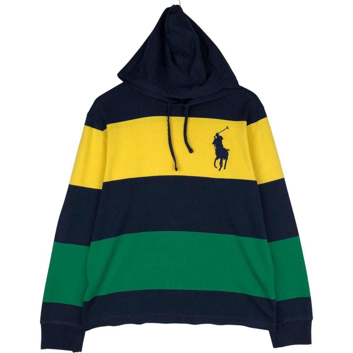 古着 ラルフローレン Ralph Lauren POLO RALPH LAUREN ボーダー柄 ビッグポニー フード付き ロングTシャツ ロンT メンズM相当/eaa631376