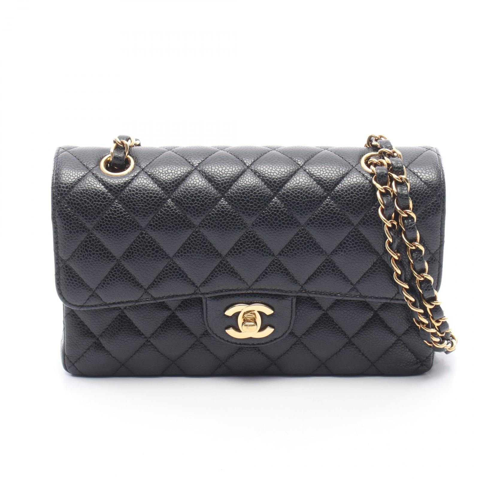 シャネル CHANEL マトラッセ Wフラップ ショルダーバッグ バッグ キャビアスキン(グレインドカーフ) レディース ブラック系 【中古】