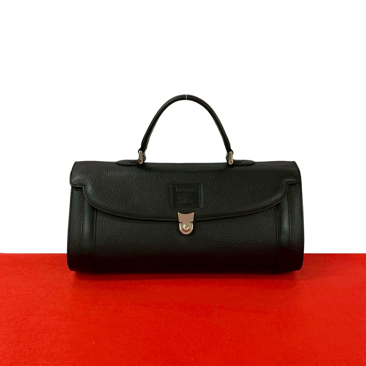 BURBERRY バーバリー シャドーホース ロゴ ノバチェック レザー ハンドバッグ ブラック
 35574