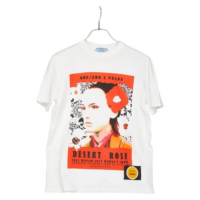 プラダ 17AW Poster Girl ポスター ガール 半袖Tシャツ ホワイト レッド マルチカラー コットン レディース PRADA 【中古】