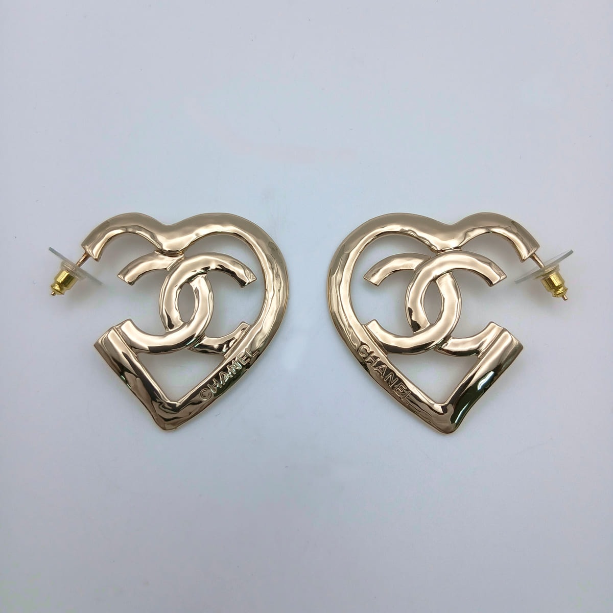 CHANEL シャネル ココマーク ハート フープ ピアス メタル ゴールド  レディース【中古】