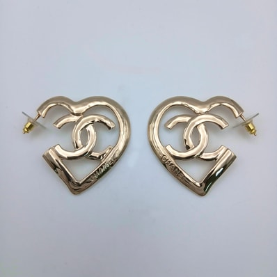 CHANEL シャネル ココマーク ハート フープ ピアス メタル ゴールド レディース【中古】