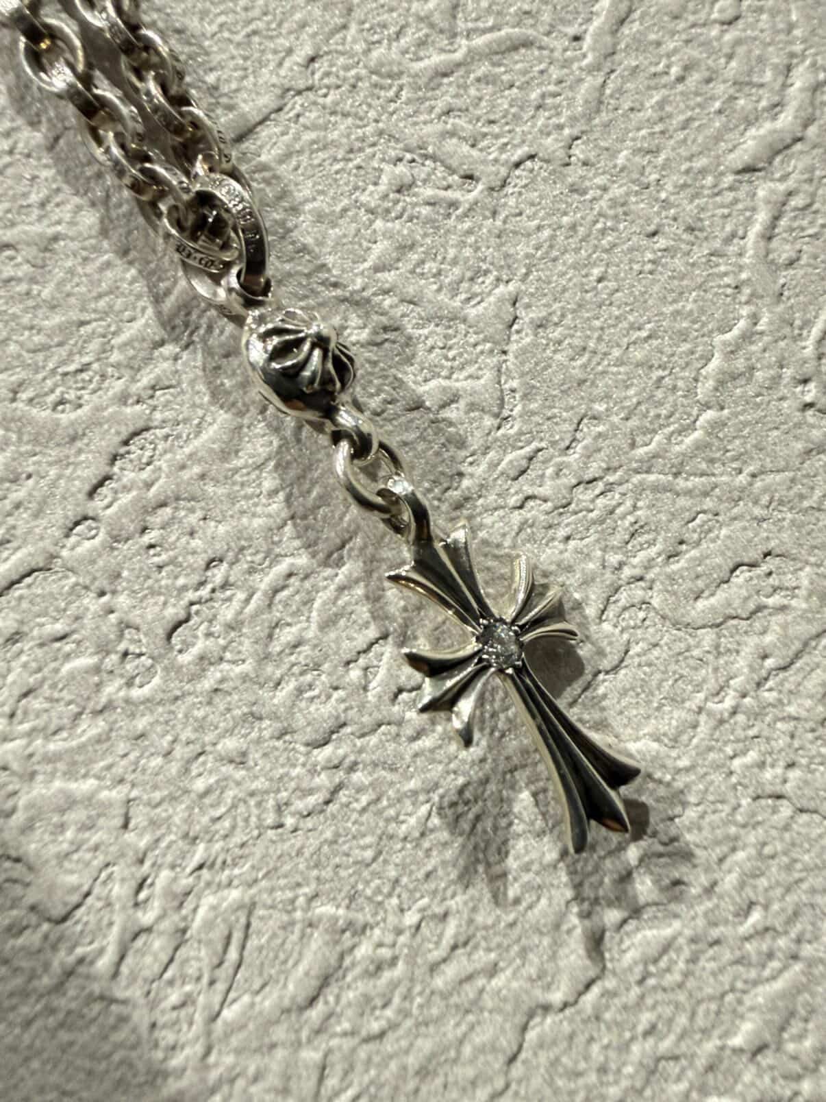 Chrome Hearts 1 Ball Tiny CH Cross 1 Diamond Pendant Silver 925 "Silver"