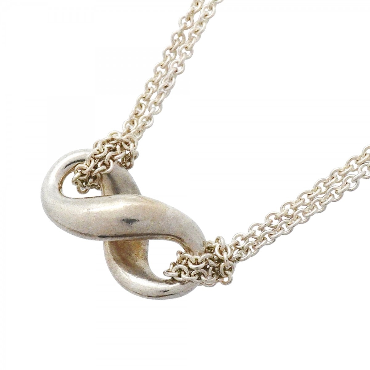 ★最終価格【6jfb0912-k】ティファニー ネックレス インフィニティ ダブルチェーン シルバー925【中古】レディース