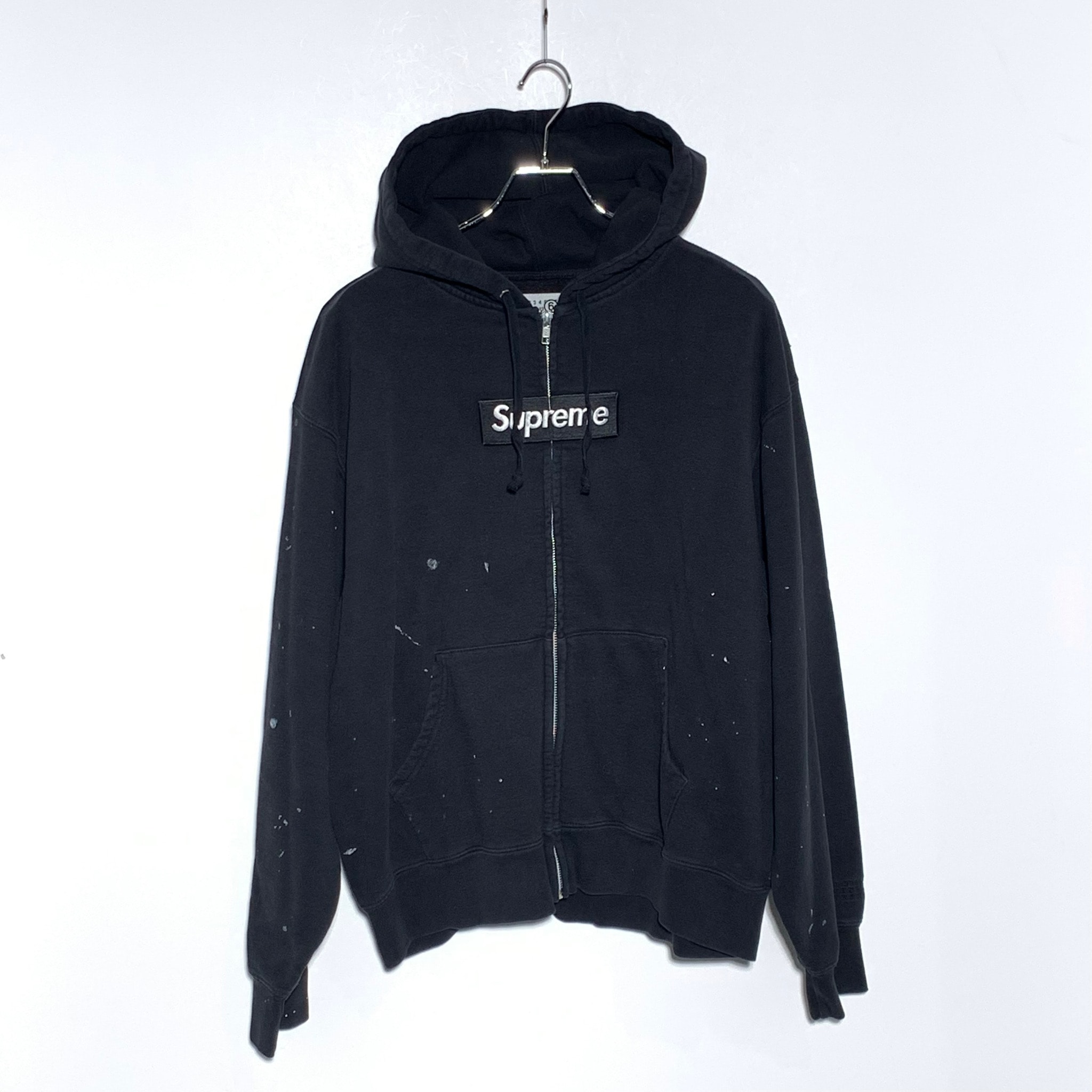 Supreme x MM6 Maison Margiela Box Logo Zip Up Hooded Sweatshirt "Black"