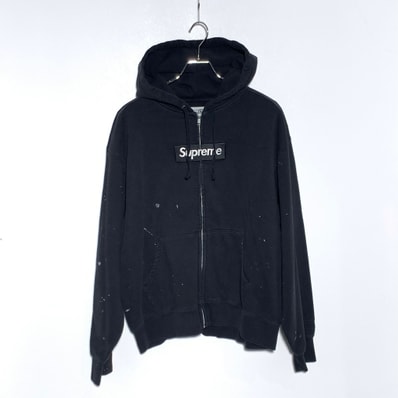 Supreme x MM6 Maison Margiela Box Logo Zip Up Hooded Sweatshirt "Black"