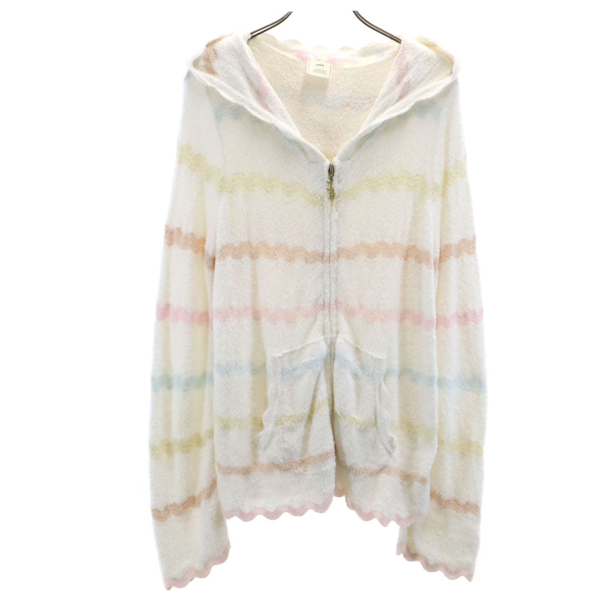 gelato pique ジェラートピケ 長袖 スムーズィーカラフルスカラップ ジップパーカー F ホワイト ルームウェア