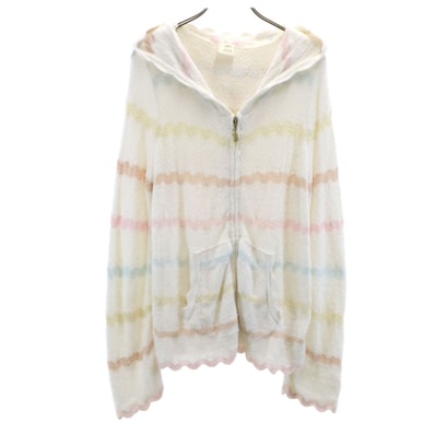 gelato pique ジェラートピケ 長袖 スムーズィーカラフルスカラップ ジップパーカー F ホワイト ルームウェア