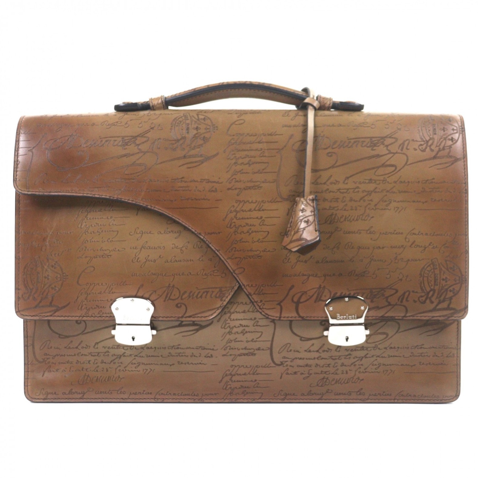 極美品 ベルルッティ ブリーフケース グランド・エクリトワール ベージュ メンズ