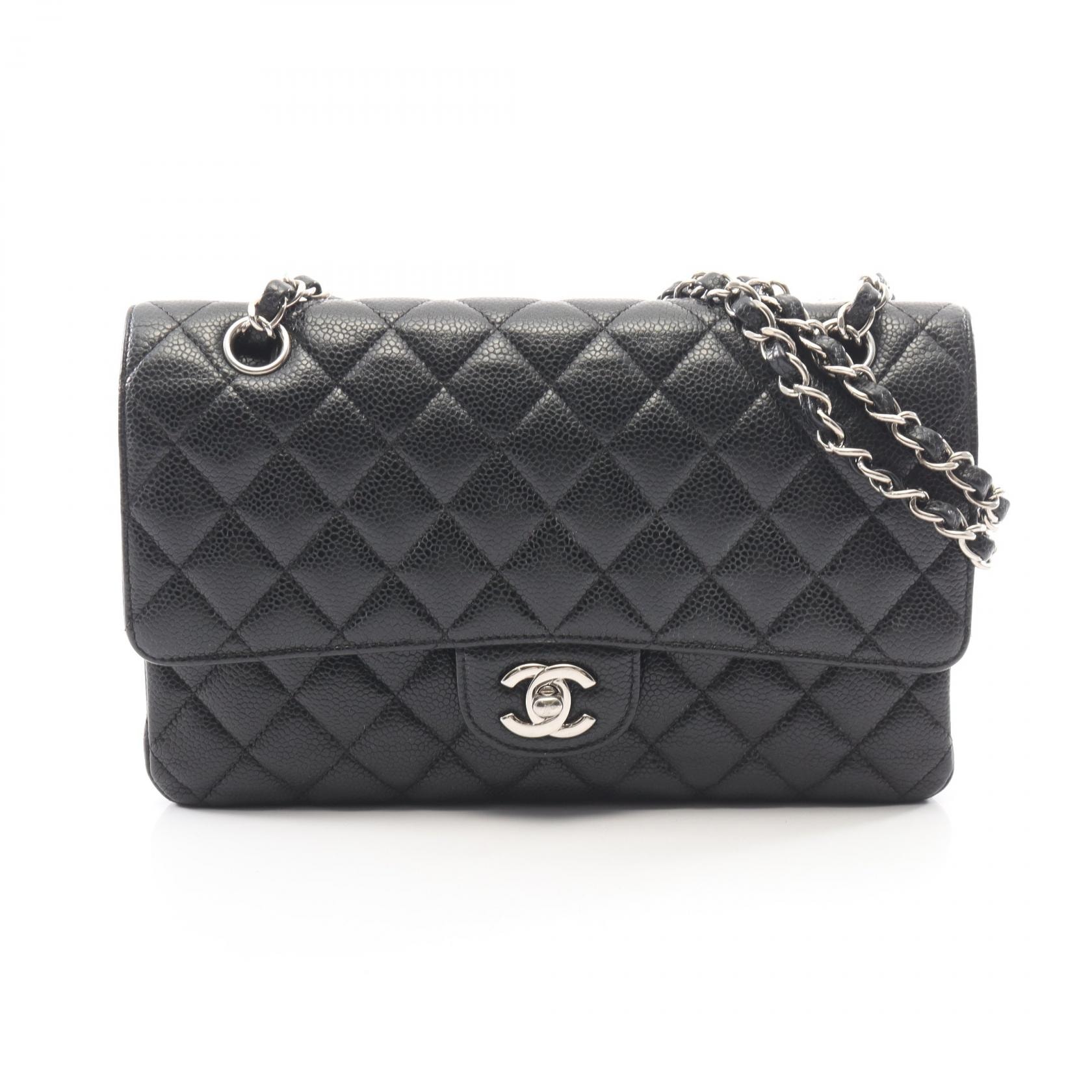 シャネル CHANEL マトラッセ Wフラップ ショルダーバッグ バッグ キャビアスキン(グレインドカーフ) レディース ブラック系 【中古】