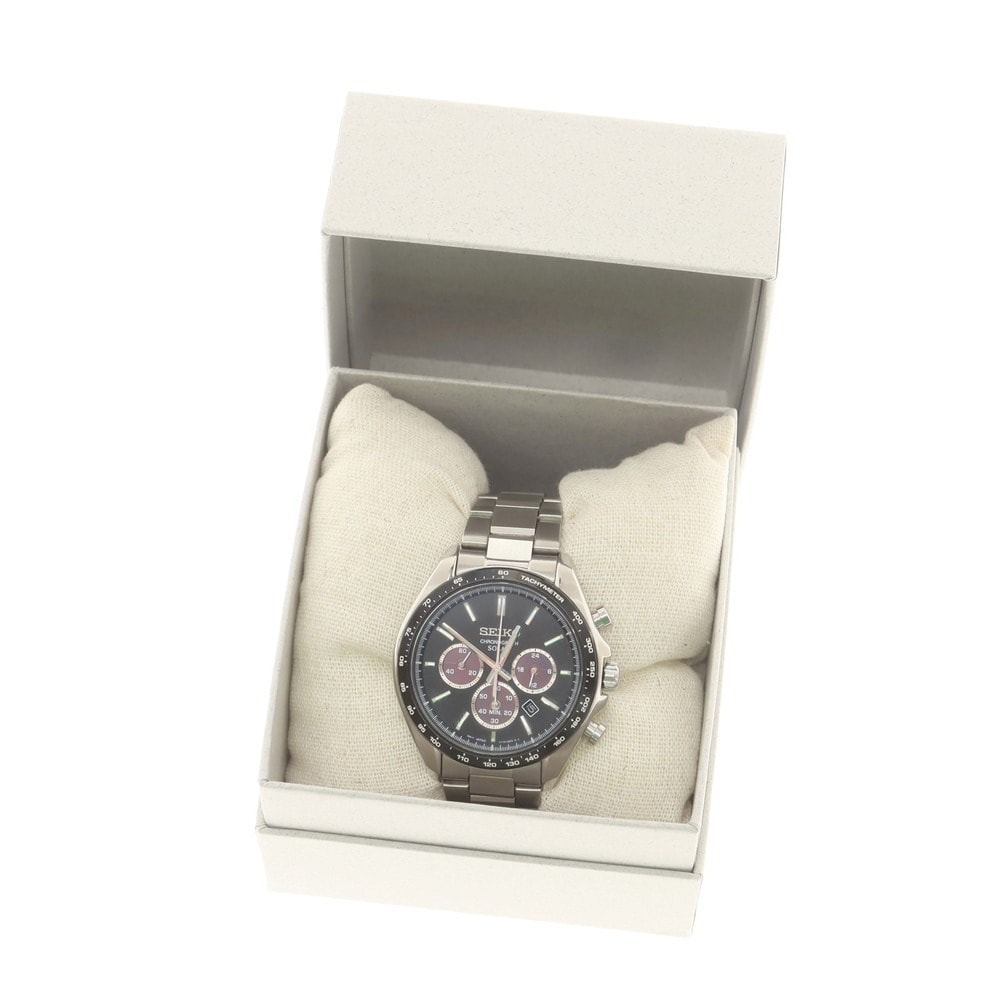 【中古】セイコー SEIKO V175-0FA0 ソーラー クロノグラフ 腕時計 シルバーxブラック【メンズ】