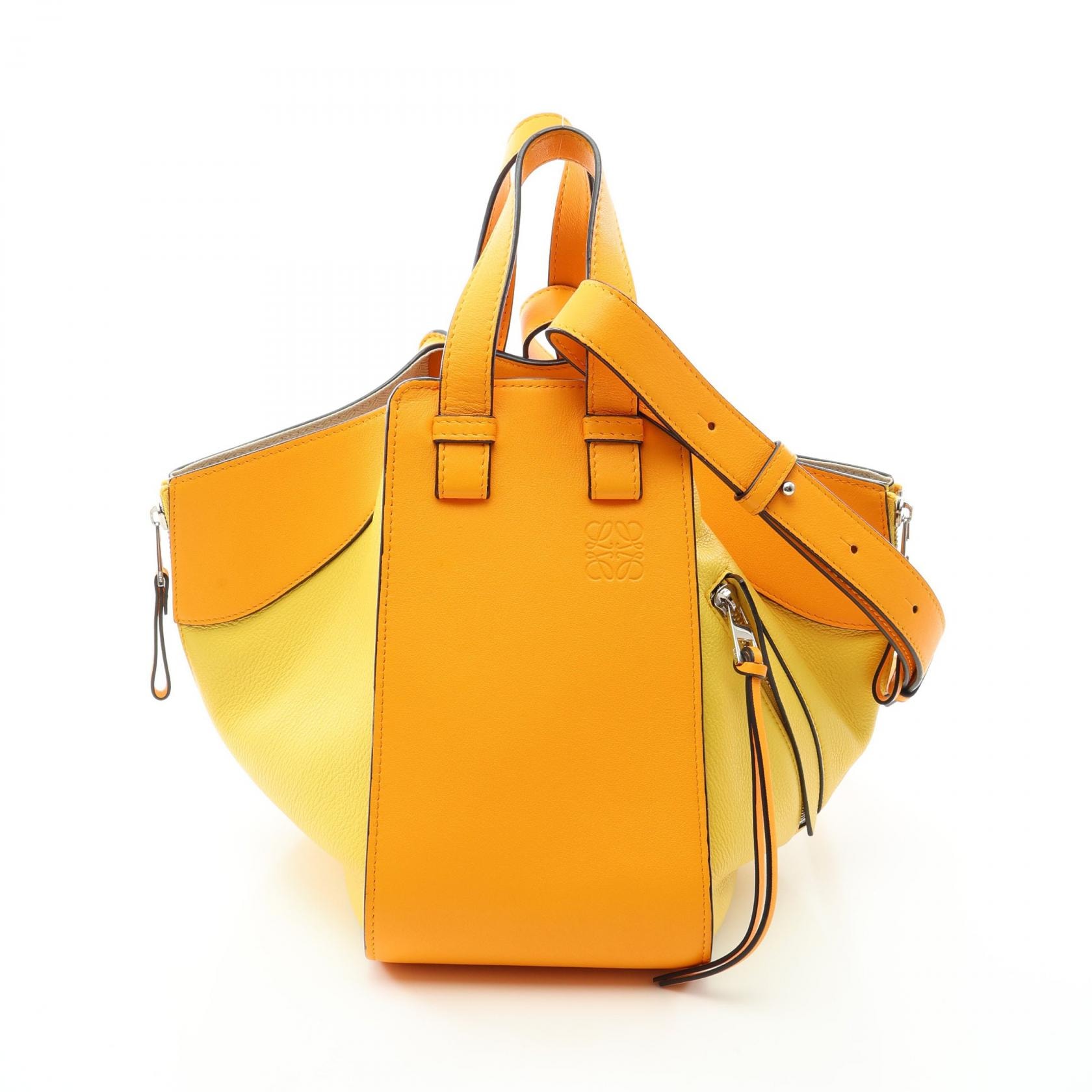 ロエベ LOEWE ハンモックバッグ スモール 2WAY ハンドバッグ バッグ レザー レディース オレンジ系 / イエロー系 【中古】