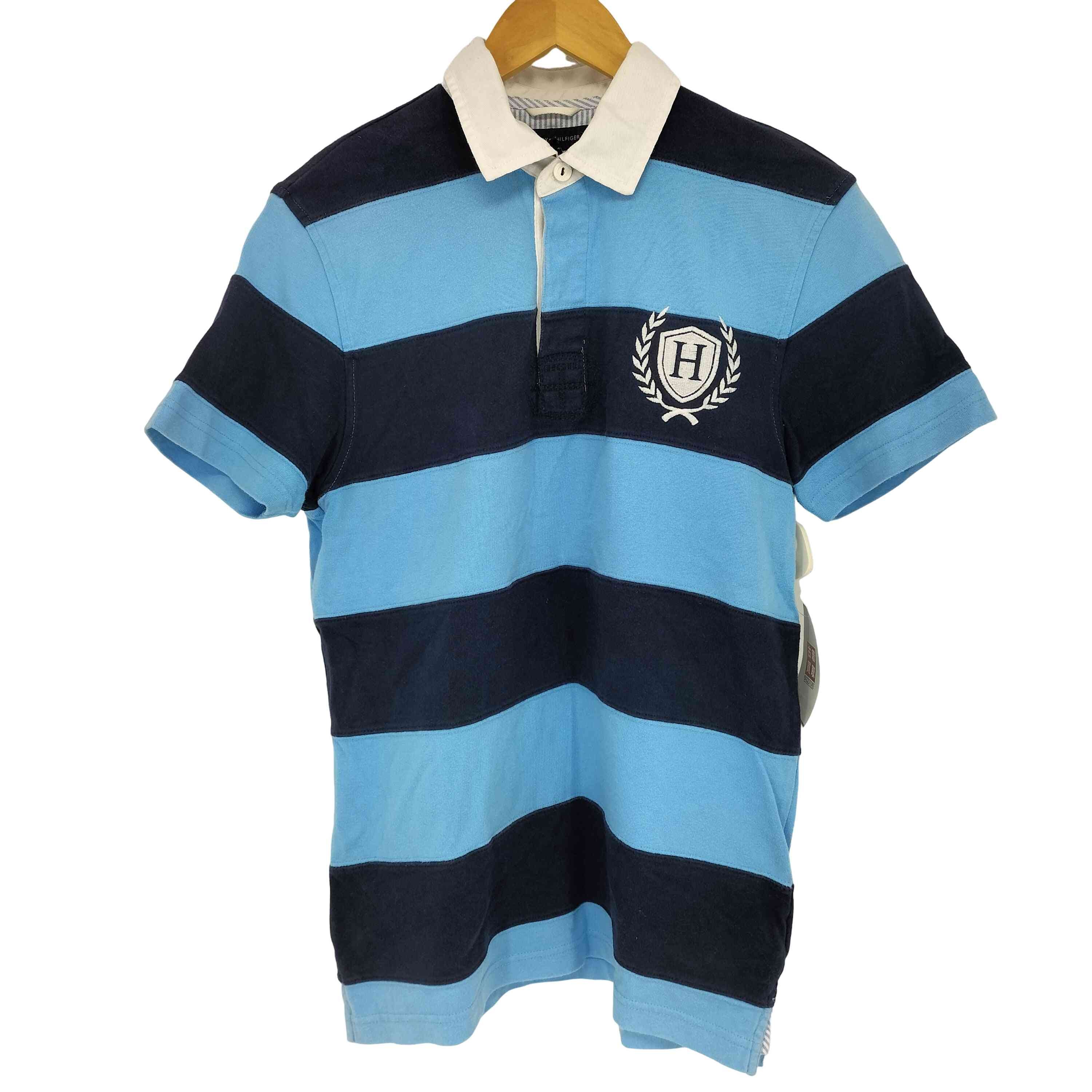 傷や汚れあり】月桂樹ロゴ刺繍 ボーダー S/S ポロシャツ