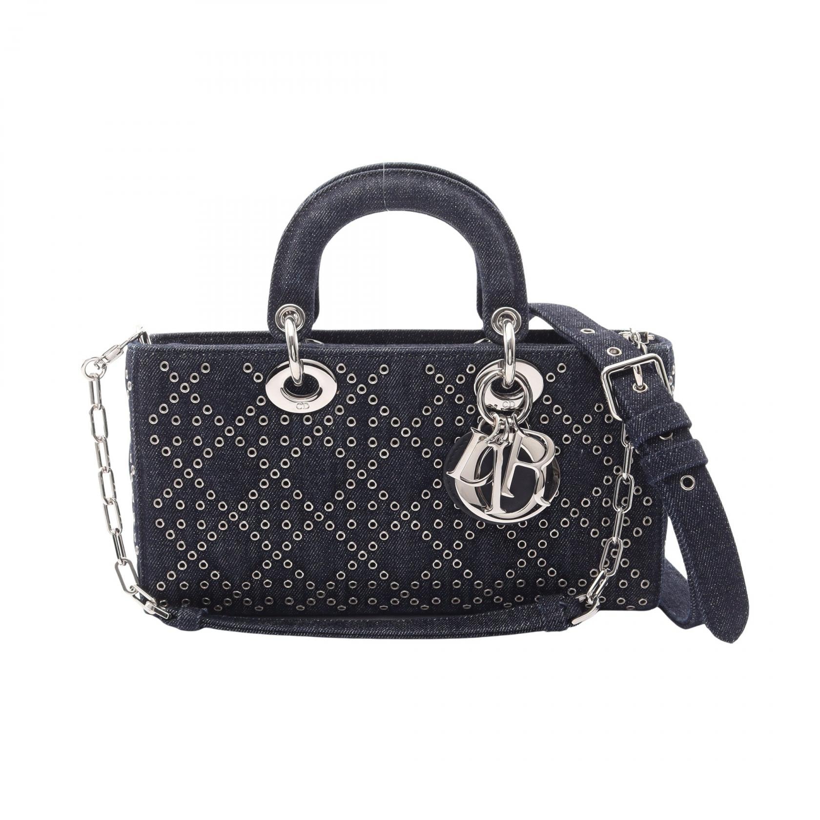ディオール Dior Lady D-Joy ミディアム 3WAY ハンドバッグ バッグ デニム レディース ネイビー系 【中古】