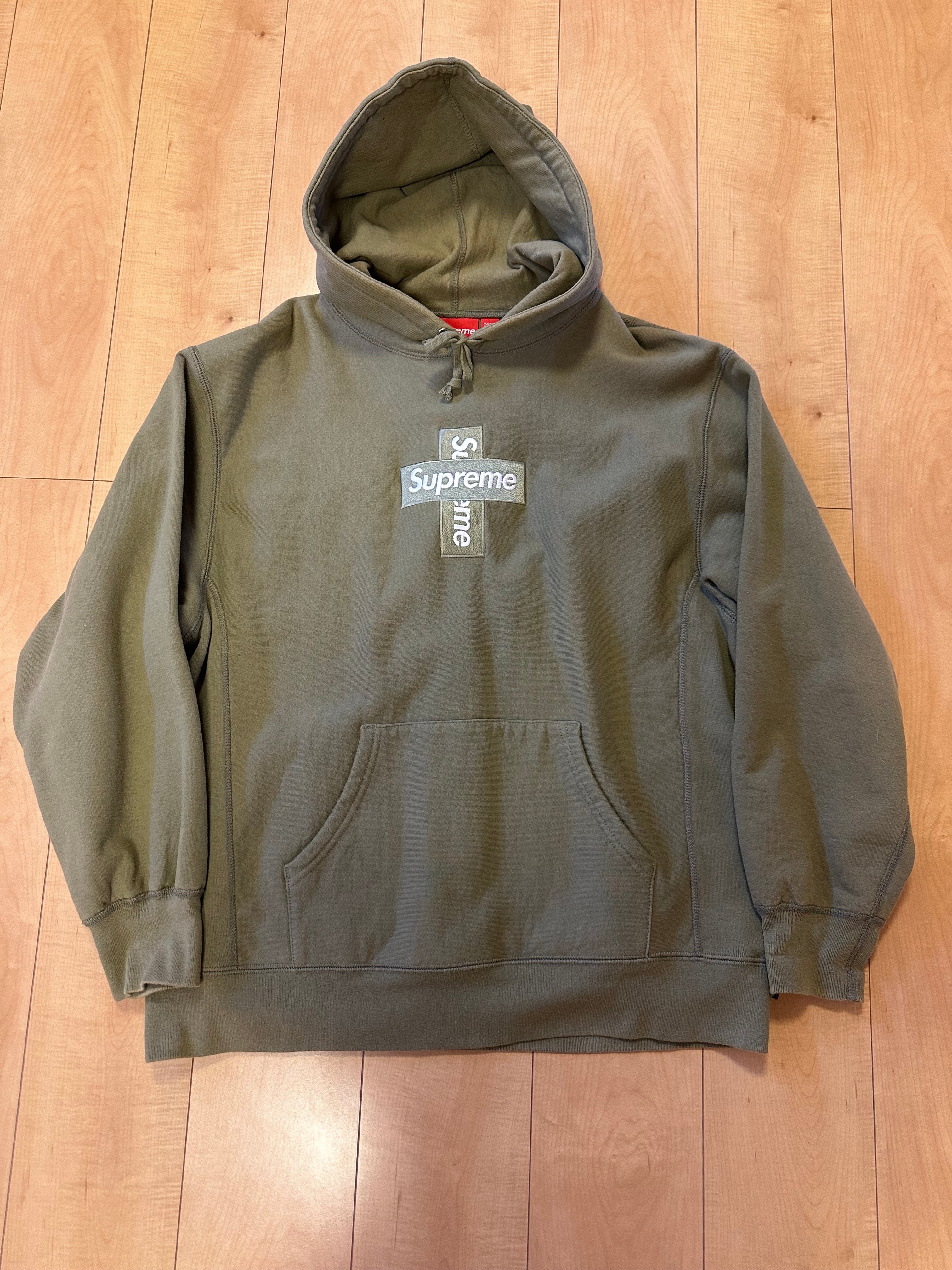 Supreme Cross Box Logo Hooded Sweatshirt "Light Olive"