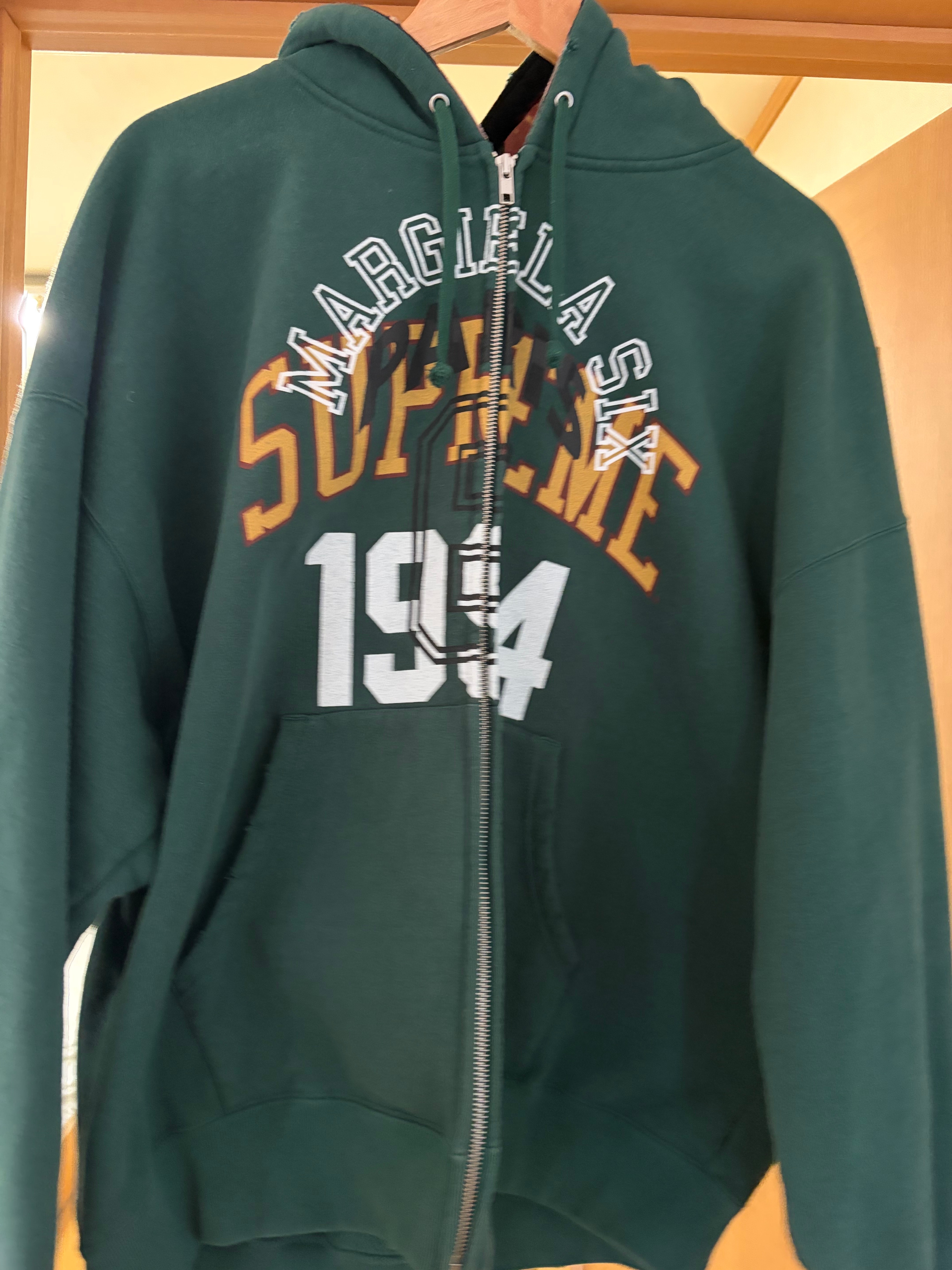 Supreme x MM6 Maison Margiela Zip Up Hooded Sweatshirt "Dark Green"