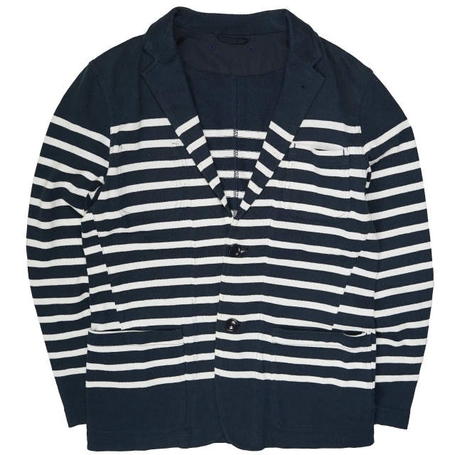 SOPHNET. ソフネット 日本製 PANEL BORDER 2 BUTTON JACKET パネルボーダー2Bジャケット SOPH-120029 S ネイビー/ホワイト テーラード アウター g4276