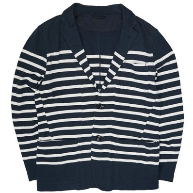 SOPHNET. ソフネット 日本製 PANEL BORDER 2 BUTTON JACKET パネルボーダー2Bジャケット SOPH-120029 S ネイビー/ホワイト テーラード アウター g4276