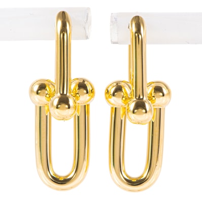 TIFFANY&Co. ティファニー ハードウェア ミディアム リンク ピアス K18YG ゴールド【中古】