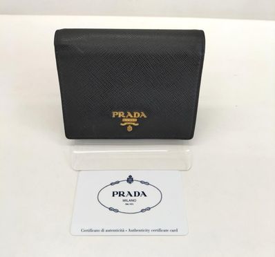 PRADA Small Saffiano Leather Wallet "Black/Pink"