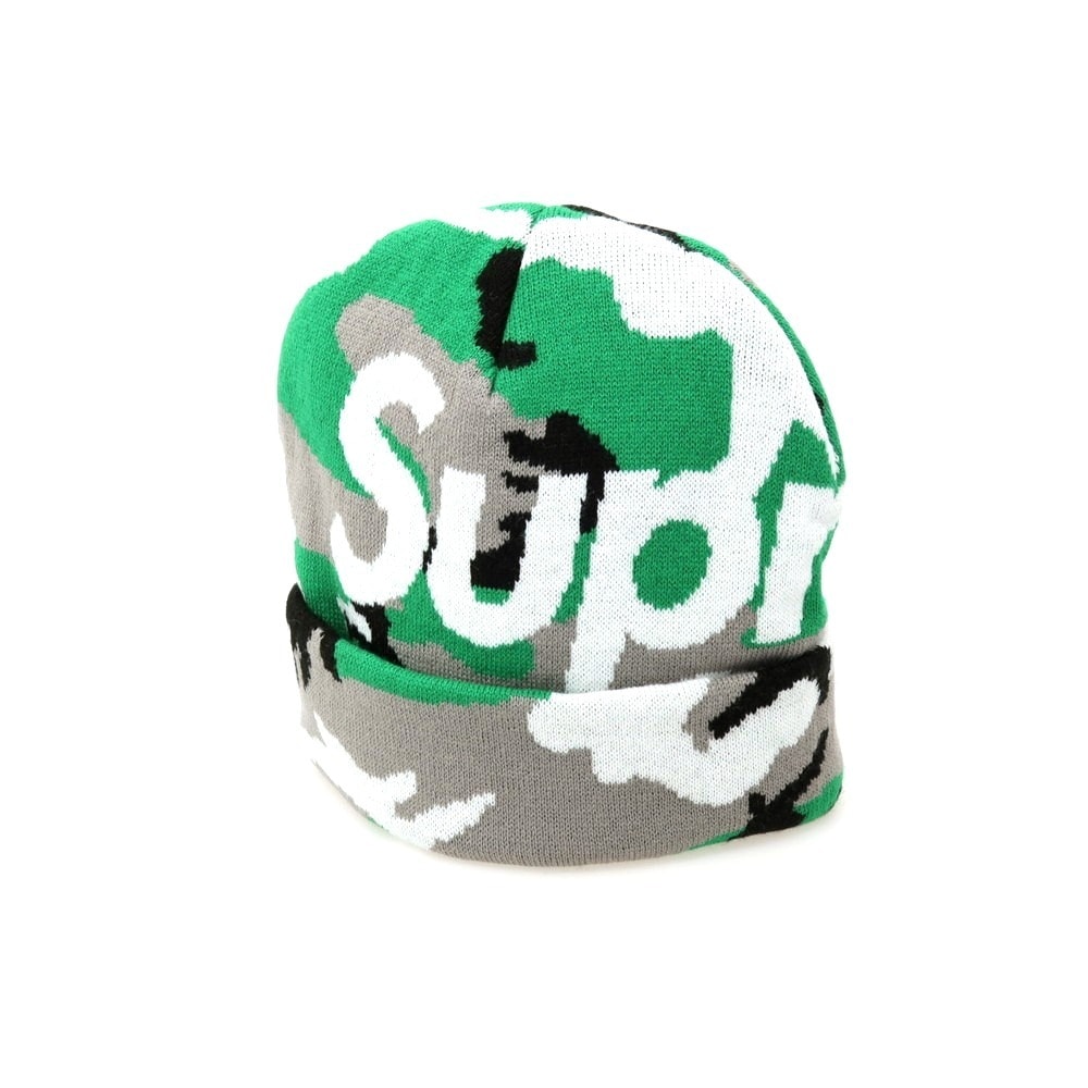 【中古】シュプリーム Supreme 2025年秋冬 Camo Big Logo Beanie ニットキャップ グリーンxグレー【サイズ58cm(ONE SIZE)】【メンズ】