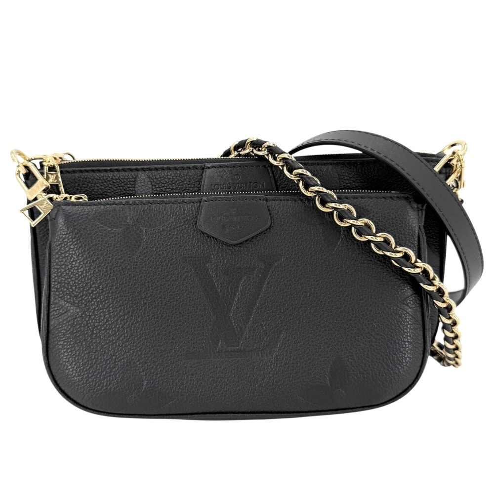 LOUIS VUITTON ルイヴィトン 2WAY ミュルティポシェットアクセソワール ミニハンドバッグ ショルダーバッグ 肩掛け 斜め掛け ノワール 黒 M80399 モノグラムアンプラント    ブラック 黒 ゴールド金具 レディース 美品【中古品】