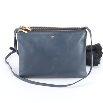 ■美品 セリーヌトリオ クロスボディショルダーバッグ レザー