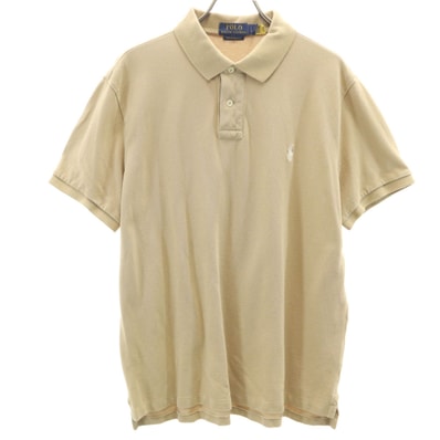 POLO RALPH LAUREN ポロラルフローレン 半袖 ポロシャツ L ベージュ 鹿の子 CUSTOM SLIM FIT