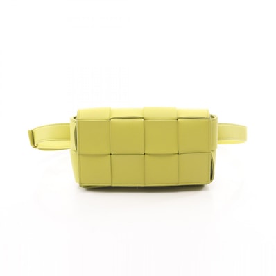 ボッテガヴェネタ BOTTEGA VENETA カセット ベルトバッグ マキシイントレチャート ウエストバッグ ボディバッグ バッグ レザー メンズ レディース グリーン系 【中古】