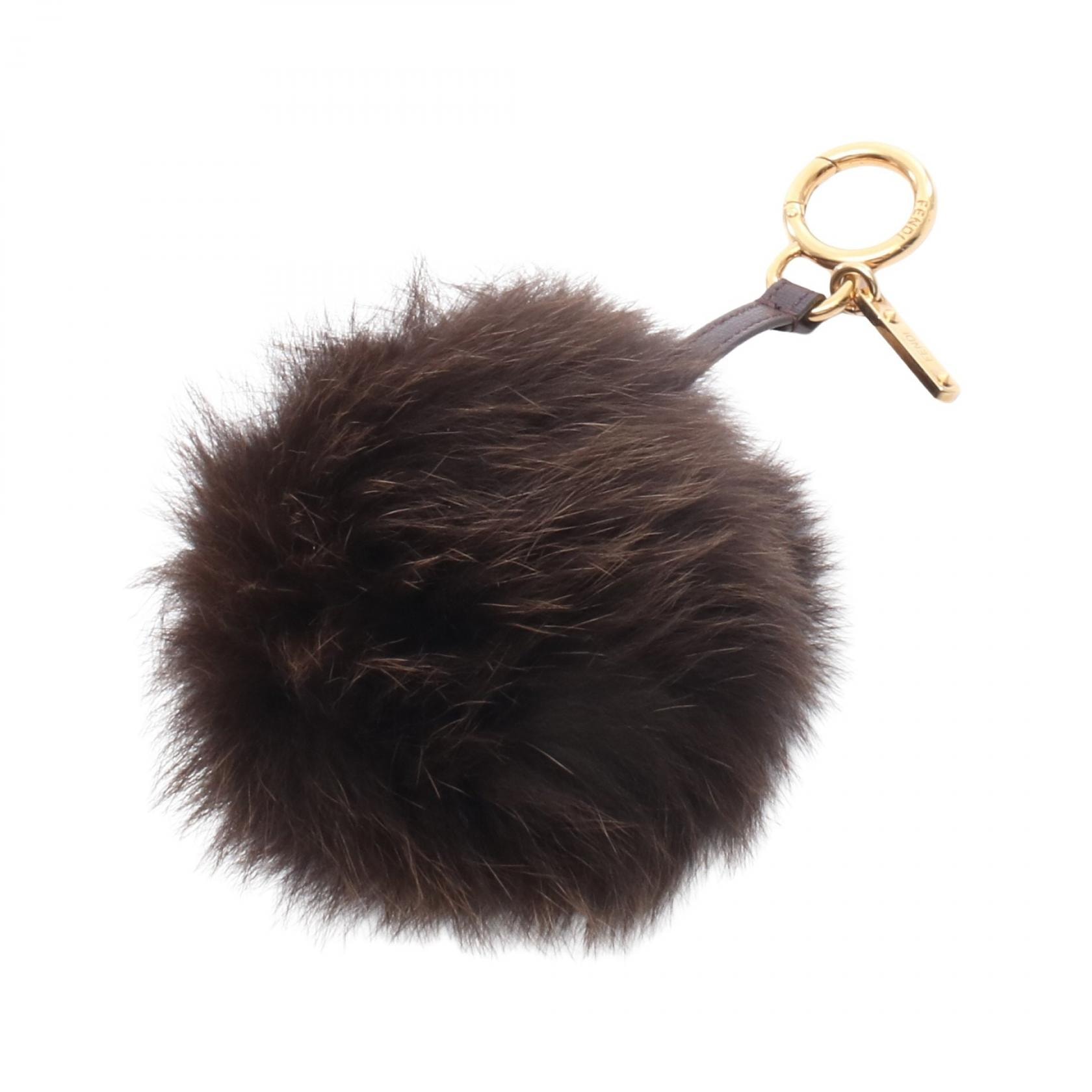 フェンディ FENDI ポンポンチャーム チャーム アクセサリー ファー レディース ブラウン系 7AR259 【中古】