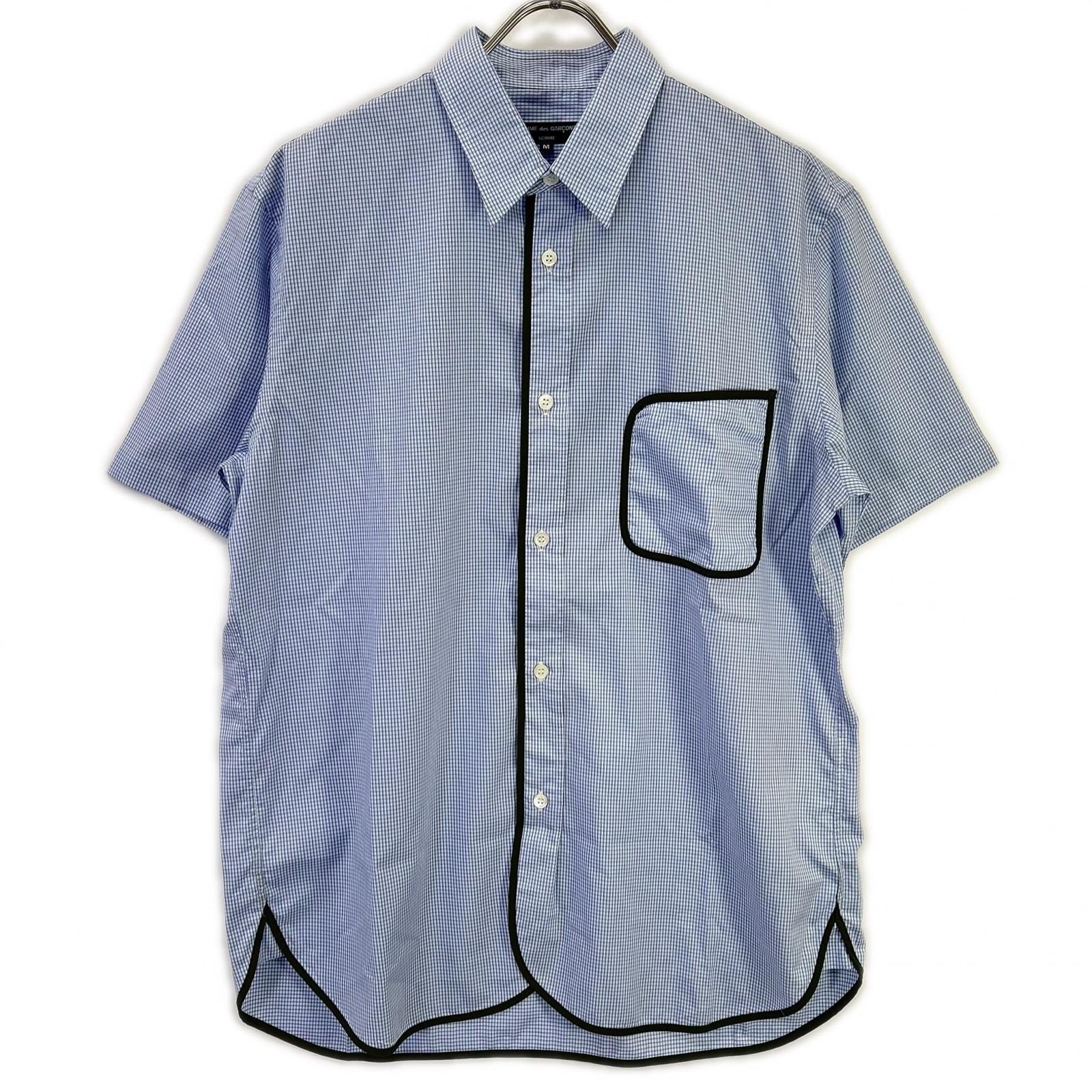 コムデギャルソンオム 23SS HK-B019 ブルー×ホワイト COTTON CHECK PIPING SHIRT/コットンチェック パイピングシャツ M
