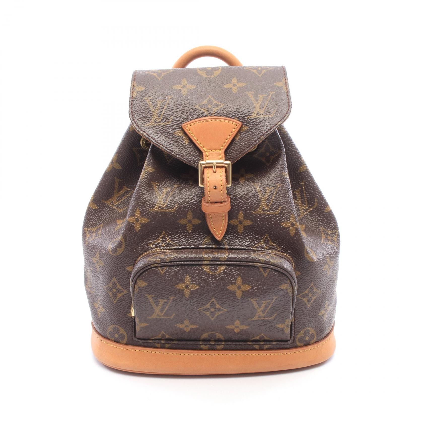 ルイ・ヴィトン LOUIS VUITTON ミニモンスリ リュックサック バックパック バッグ PVCコーティングキャンバス レザー モノグラム レディース ブラウン系 M51137 【中古】