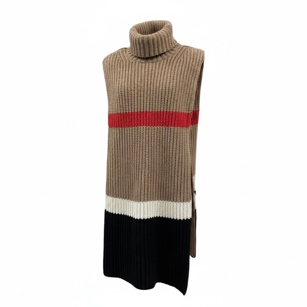 BURBERRY バーバリー タートルネック ケープ ポンチョ ベージュ カシミヤ コットン/ ローゲージニット A3-00250 【中古】