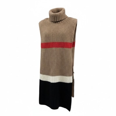 BURBERRY バーバリー タートルネック ケープ ポンチョ ベージュ カシミヤ コットン/ ローゲージニット A3-00250 【中古】