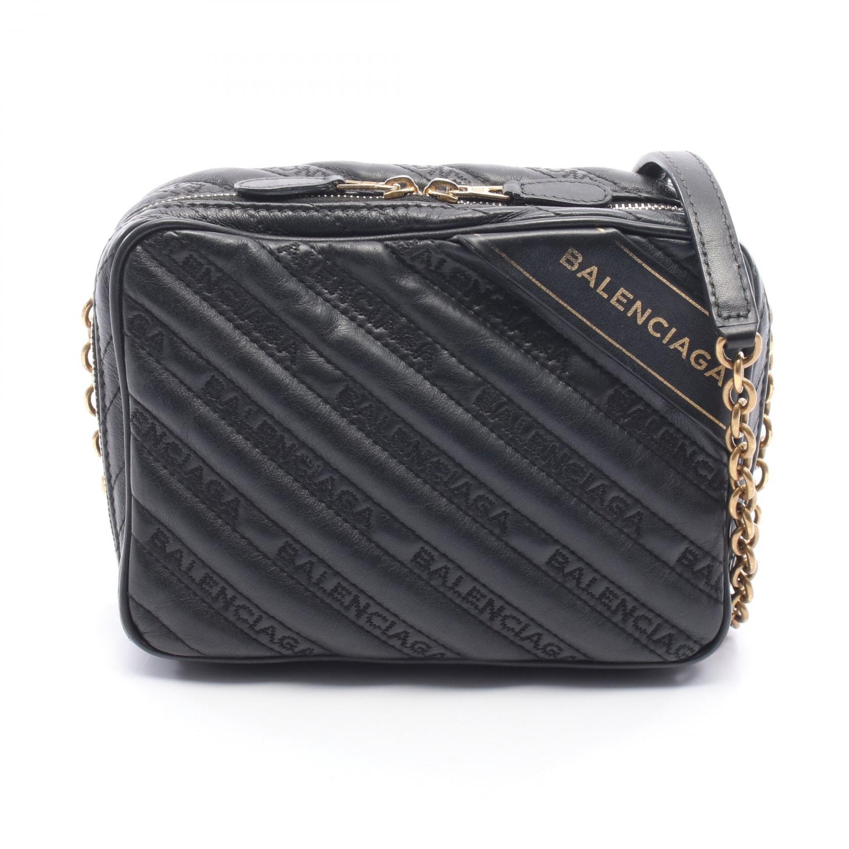 バレンシアガ BALENCIAGA ブランケットリポーターXS ショルダーバッグ バッグ レザー レディース ブラック系 502026 【中古】