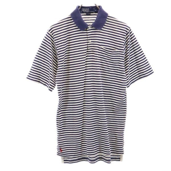 Polo by Ralph Lauren ポロバイラルフローレン ボーダー柄 半袖 ポロシャツ S ネイビー×白