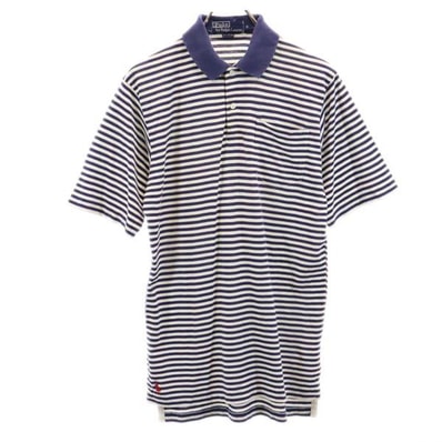 Polo by Ralph Lauren ポロバイラルフローレン ボーダー柄 半袖 ポロシャツ S ネイビー×白